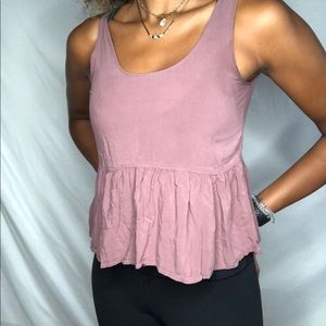 3/$15 BP. light ruffled chocolate sleeveless S top